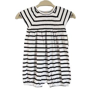 NEW! Harper Canyon black & white stripe smocked romper 24 months